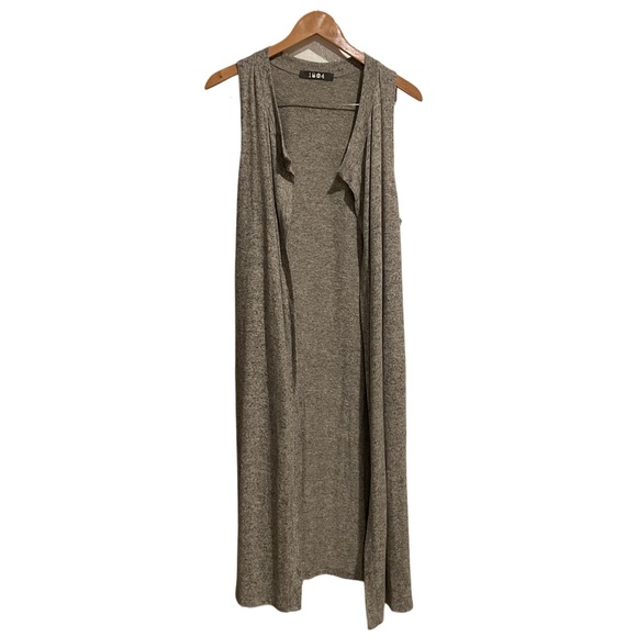Coin 1804 Sweaters - Coin‎ 1804 Long Cardigan Open Front Sleeveless Heather Gray